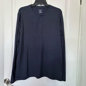 NWOT CLUB MONACO Classic Men's Long-Sleeve Henley Shirt - Navy size XL